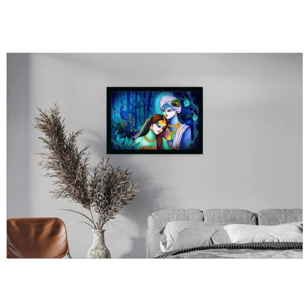 Amfyn Radha Krishna Painting with Synthetic Photo Frame (Multicolor)