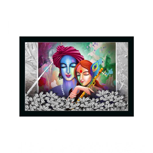 Amfyn Radha Krishna Painting with Synthetic Photo Frame (Multicolor)