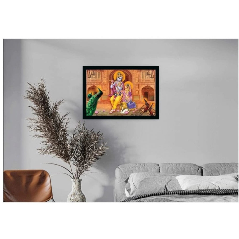 Amfyn Radha Krishna Painting with Synthetic Photo Frame (Multicolor)