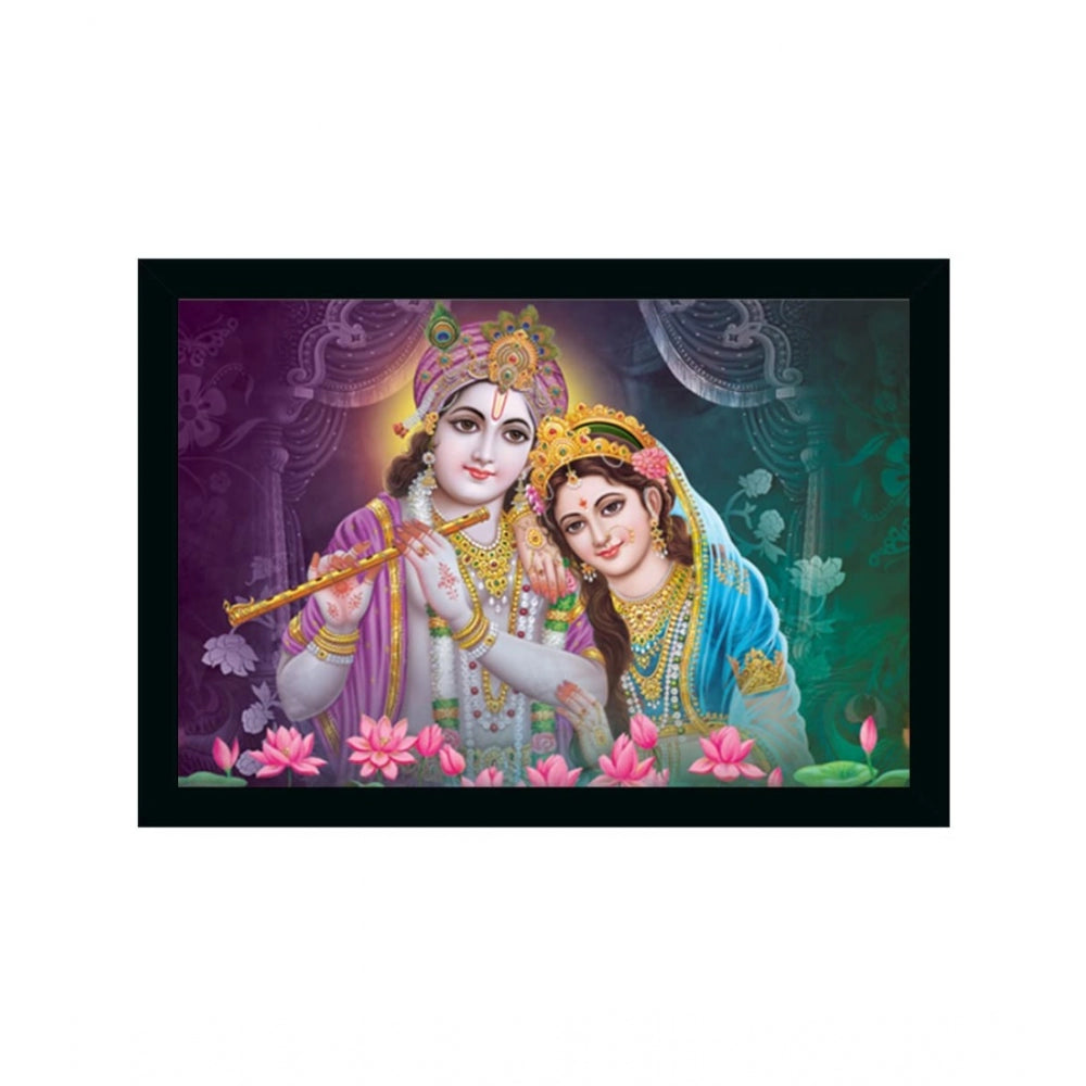Amfyn Radha Krishna Painting with Synthetic Photo Frame (Multicolor)
