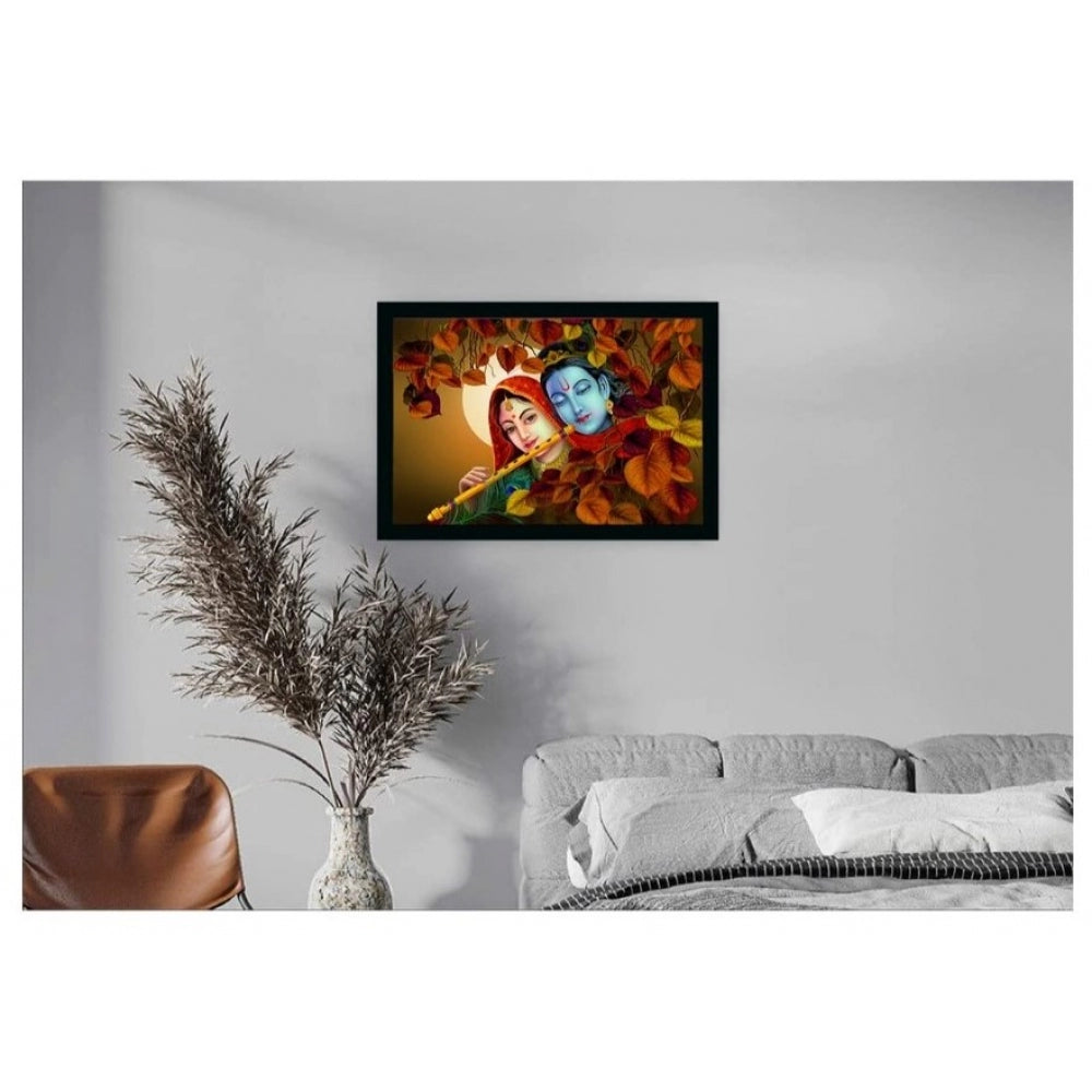 Amfyn Radha Krishna Painting with Synthetic Photo Frame (Multicolor)