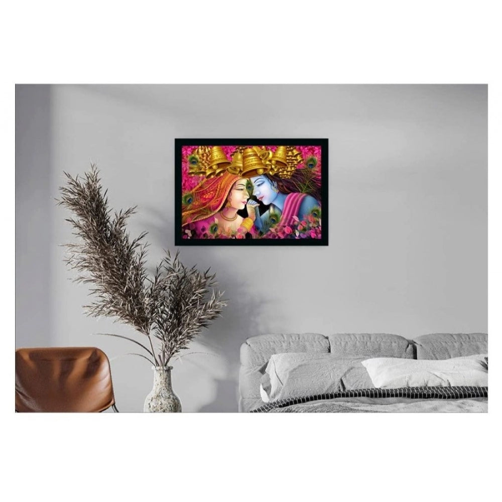 Amfyn Radha Krishna Painting with Synthetic Photo Frame (Multicolor)