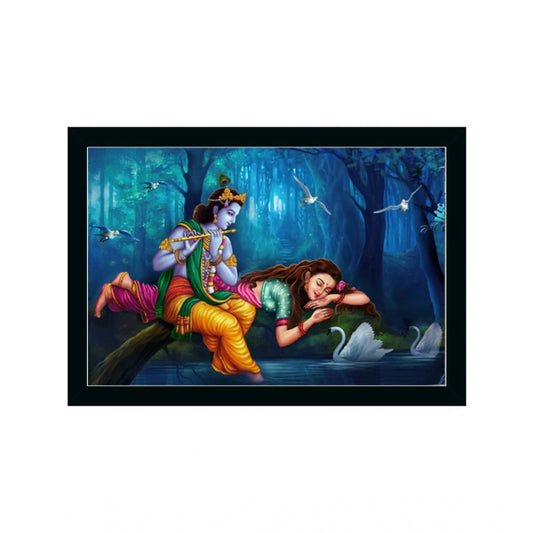 Amfyn Radha Krishna Painting with Synthetic Photo Frame (Multicolor)