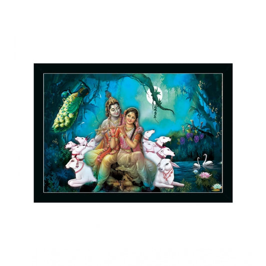Amfyn Radha Krishna Painting with Synthetic Photo Frame (Multicolor)