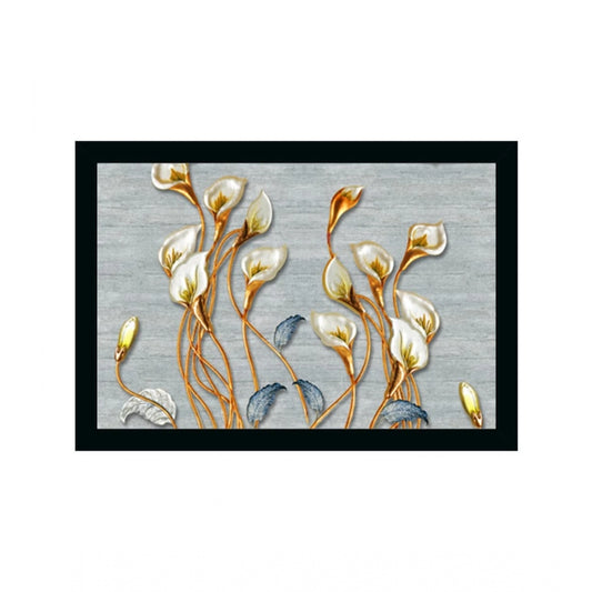 Amfyn Flower Painting Vinyl Sparkle Coated with Synthetic Photo Frame (Multicolor)