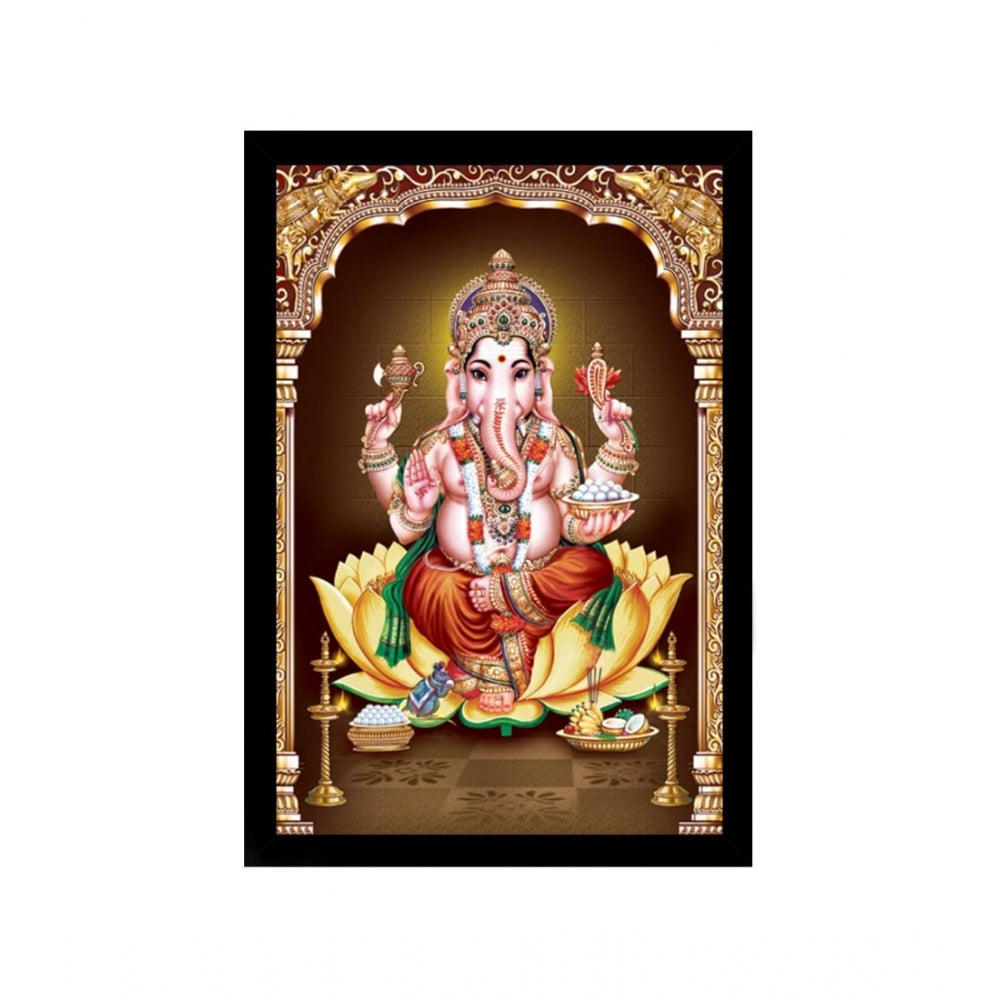 Amfyn Ganesh Photo with Synthetic Fram (Multicolor)