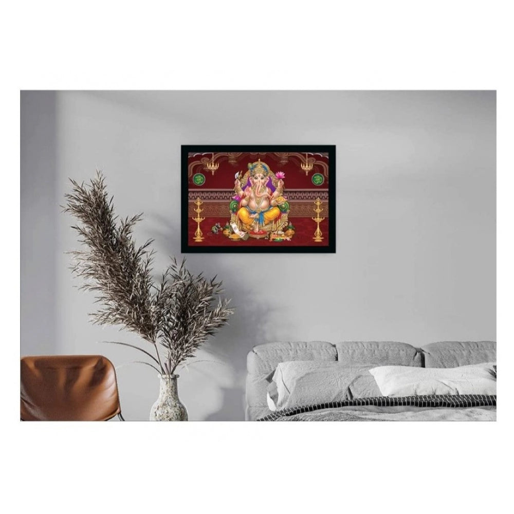 Amfyn Ganesh Photo with Synthetic Photo Frame (Multicolor)
