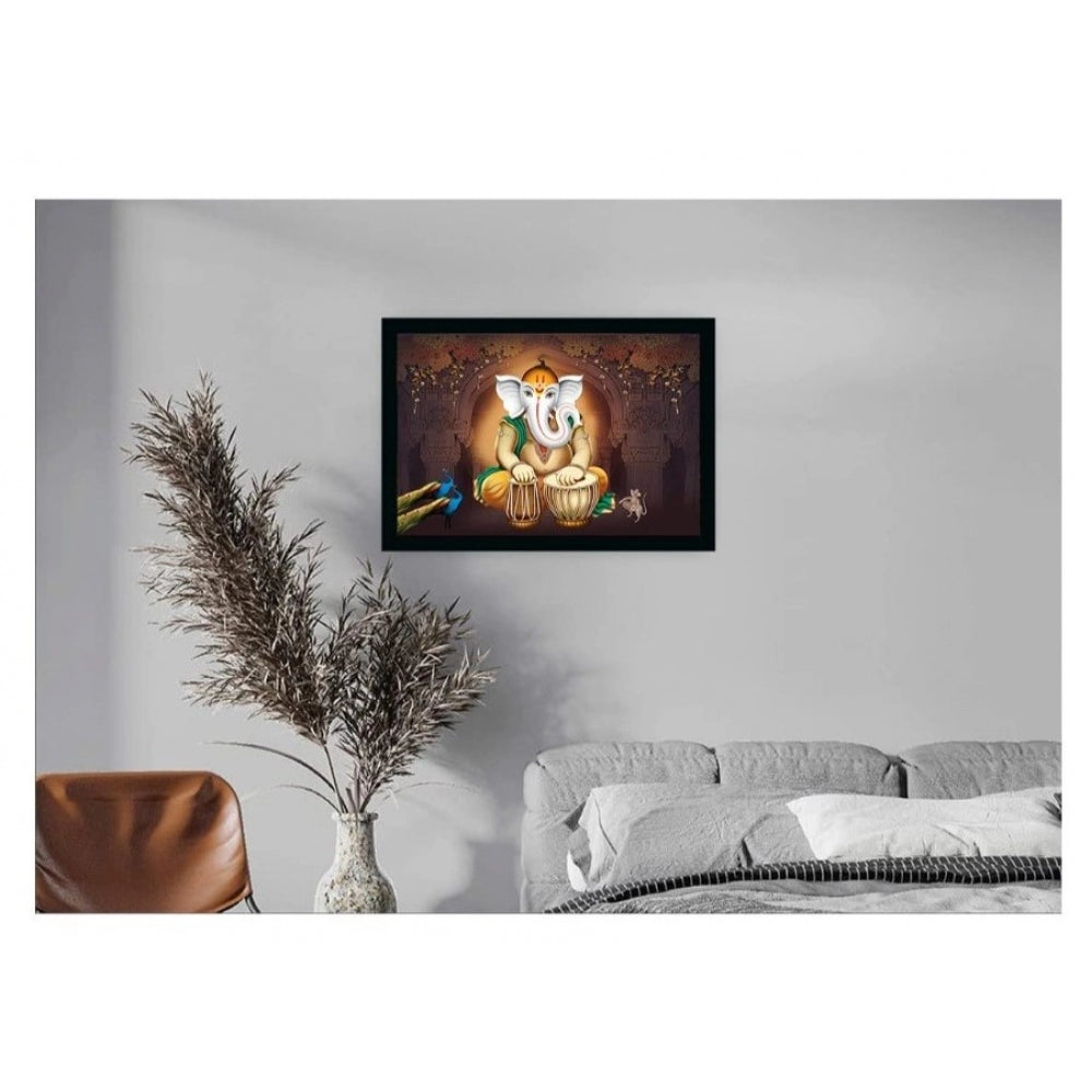 Amfyn Ganesh Photo with Synthetic Photo Frame (Multicolor)