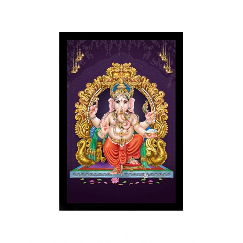 Amfyn Ganesh Photo with Synthetic Photo Frame (Multicolor)