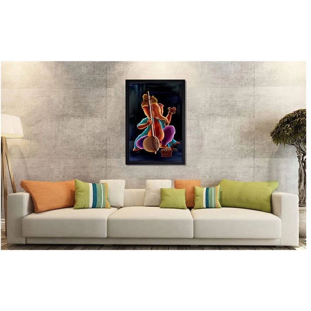Amfyn Ganesh Photo with Synthetic Photo Frame (Multicolor)