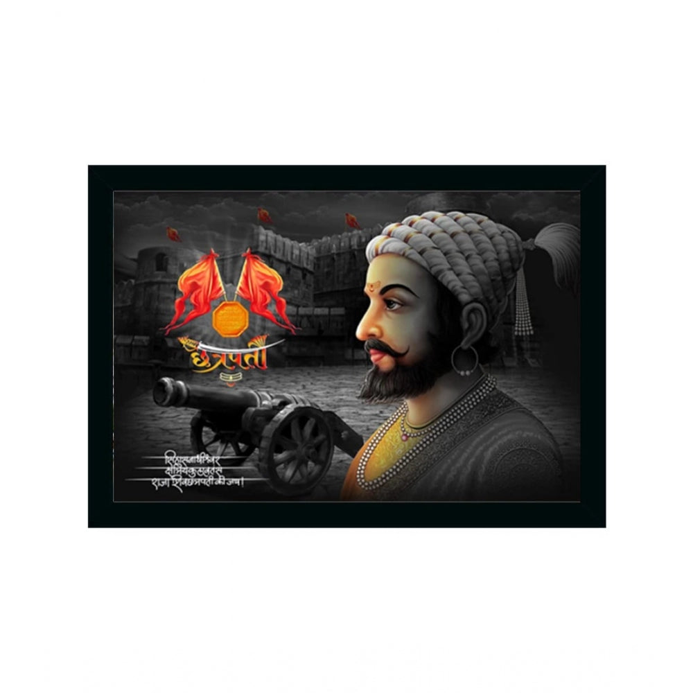 Amfyn shivaji Maharaj Painting Vinyl Sparkle Coated with Synthetic Photo Frame (Multicolor)