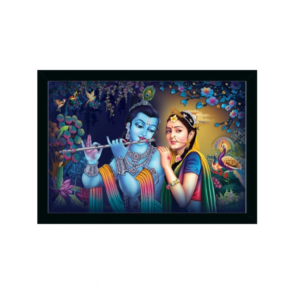 Amfyn Radha Krishna Painting with Synthetic Photo Frame (Multicolor)