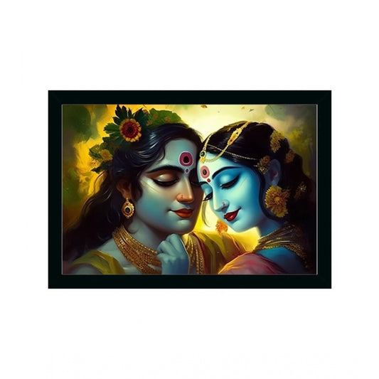 Amfyn Radha Krishna Painting with Synthetic Photo Frame (Multicolor)