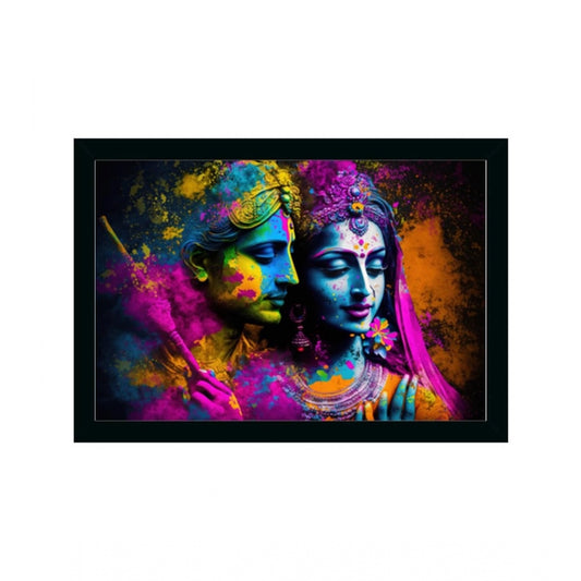 Amfyn Radha Krishna Painting with Synthetic Photo Frame (Multicolor)