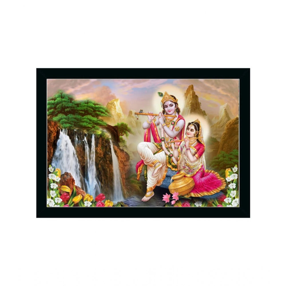 Amfyn Radha Krishna Painting with Synthetic Photo Frame (Multicolor)