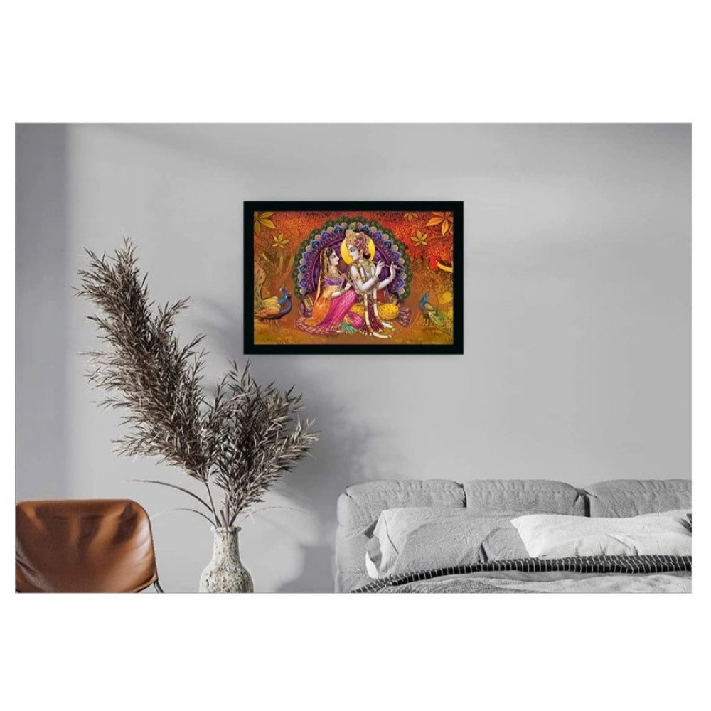 Amfyn Radha Krishna Painting with Synthetic Photo Frame (Multicolor)