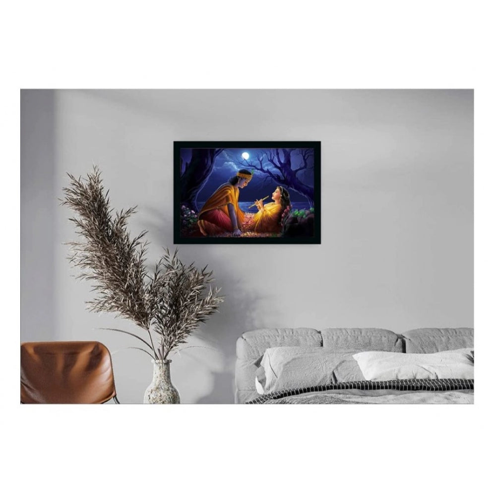 Amfyn Radha Krishna Painting Vinyl Sparkle Coated with Synthetic Photo Frame (Multicolor)