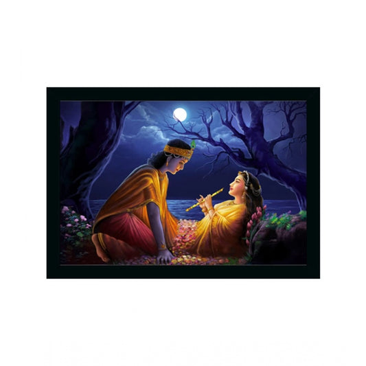 Amfyn Radha Krishna Painting Vinyl Sparkle Coated with Synthetic Photo Frame (Multicolor)