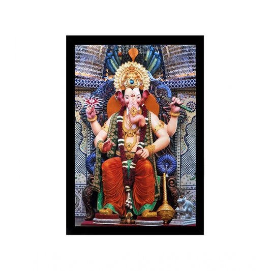 Amfyn Ganesh Photo with Synthetic Photo Frame (Multicolor)