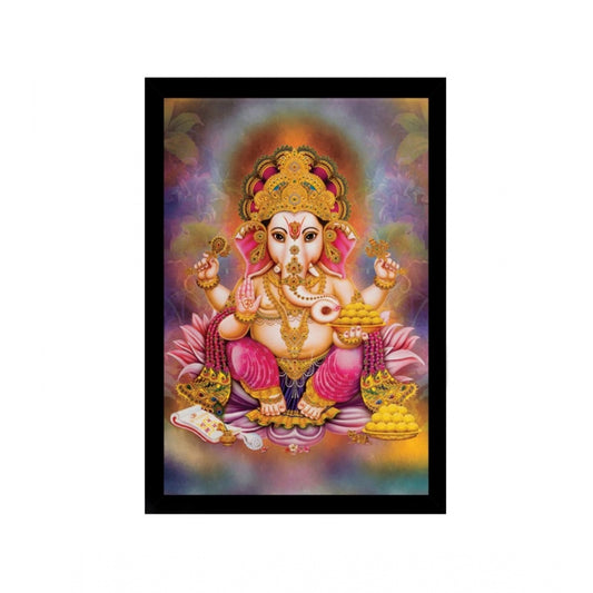 Amfyn Ganesh Photo with Synthetic Photo Frame (Multicolor)
