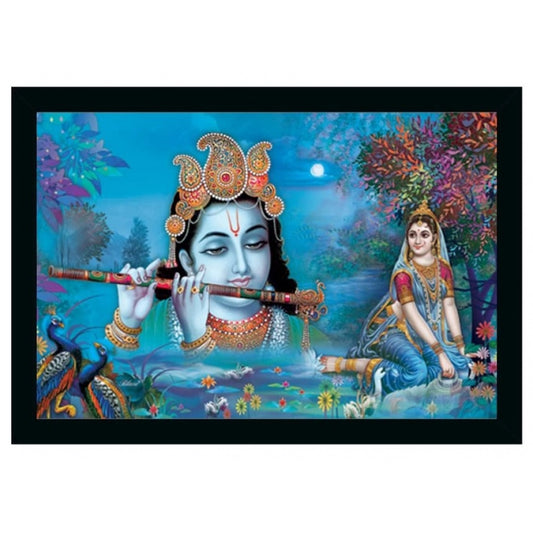 Amfyn Radha Krishna Painting Vinyl Sparkle Coated with Synthetic Photo Frame (Multicolor)