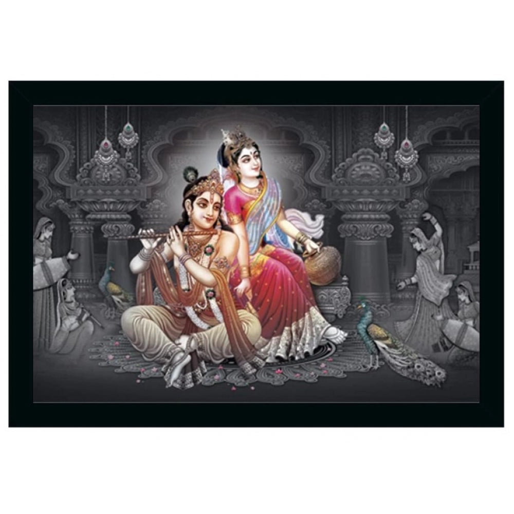 Amfyn Radha Krishna Painting Vinyl Sparkle Coated with Synthetic Photo Frame (Multicolor)