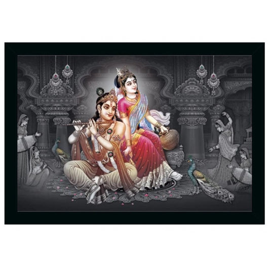 Amfyn Radha Krishna Painting Vinyl Sparkle Coated with Synthetic Photo Frame (Multicolor)