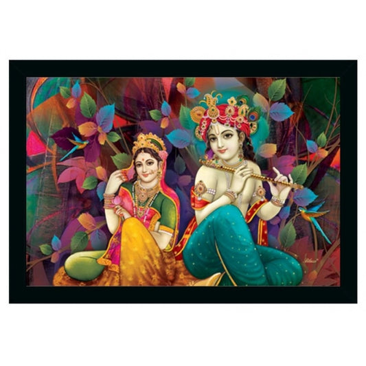 Amfyn Radha Krishna Painting Vinyl Sparkle Coated with Synthetic Photo Frame (Multicolor)