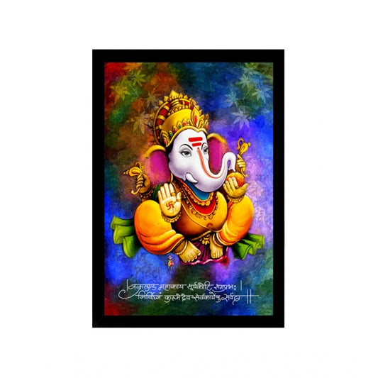 Amfyn Ganesh Photo with Synthetic Photo Frame (Multicolor)