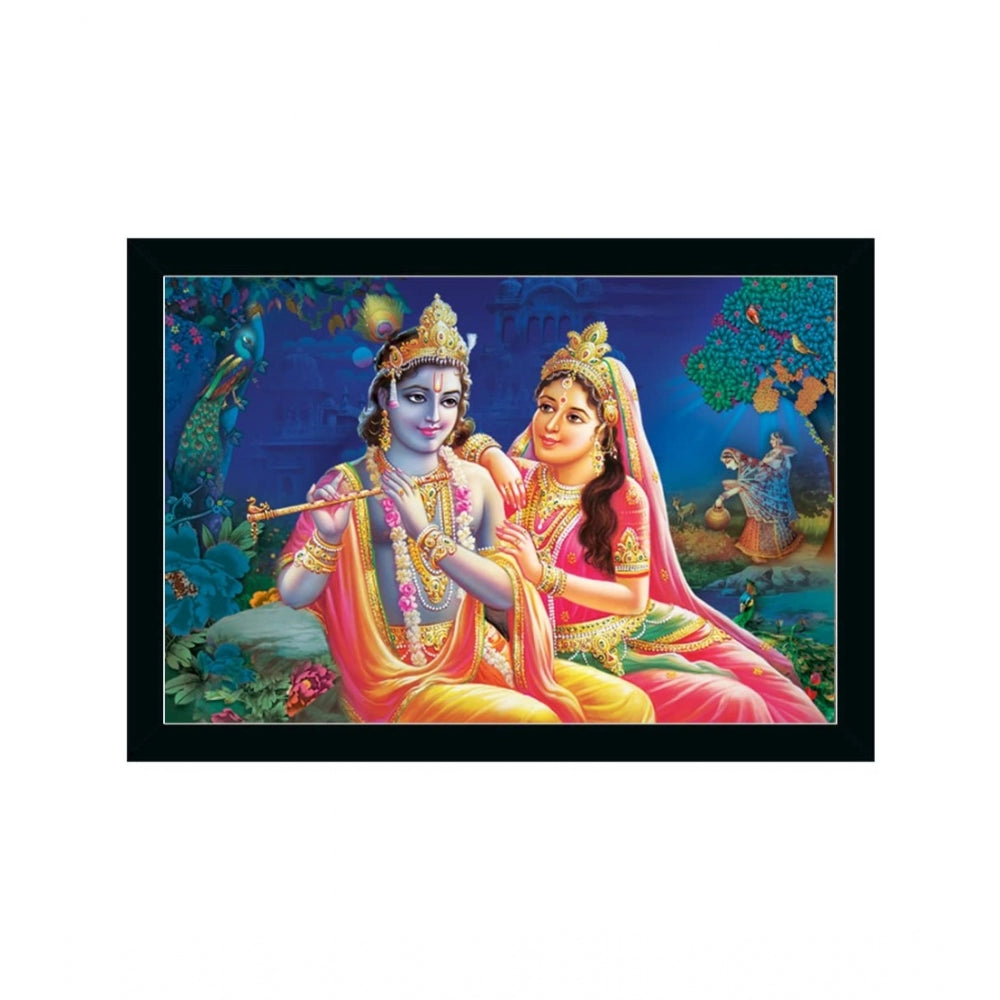 Amfyn Radha Krishna Painting with Synthetic Photo Frame (Multicolor)