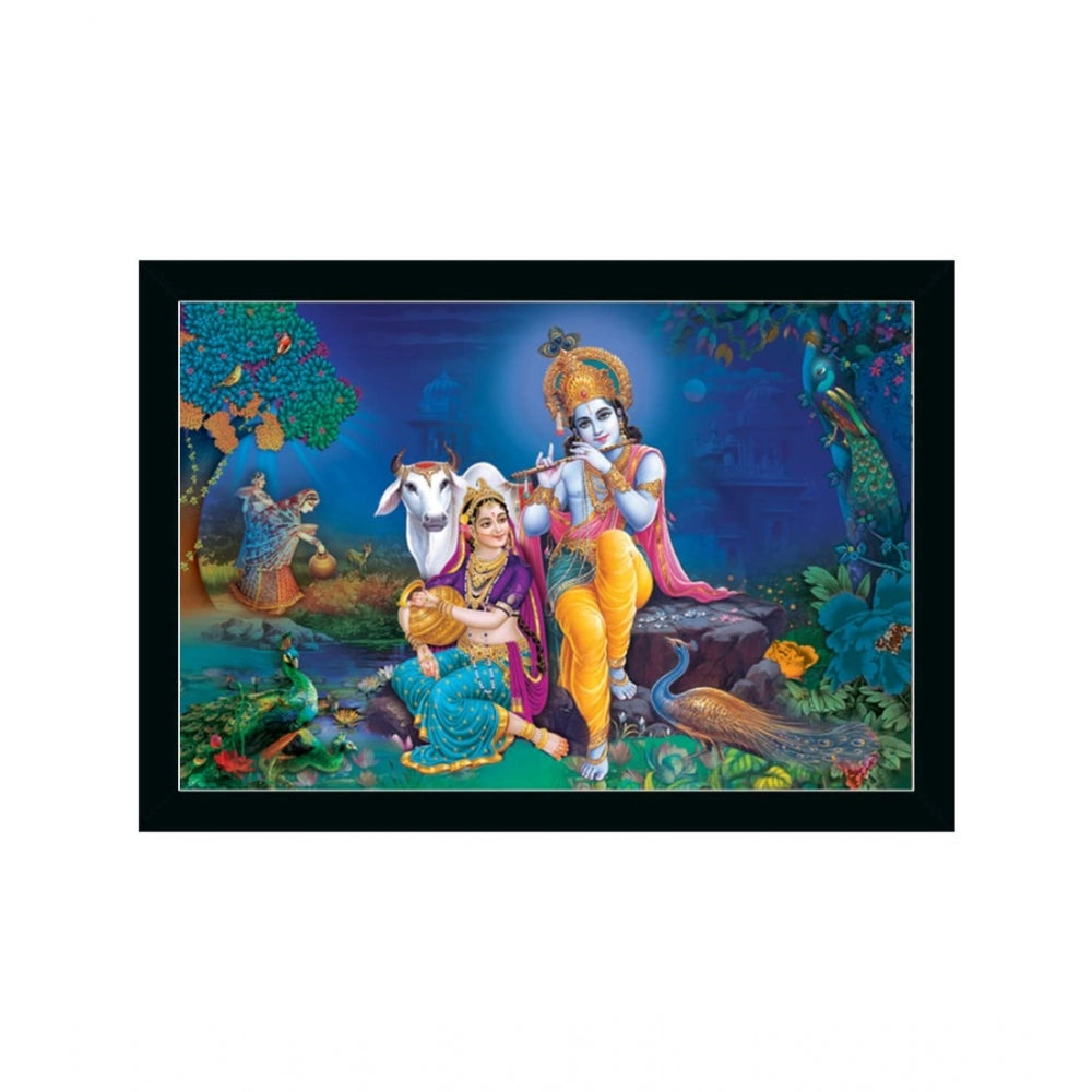 Fashion Radha Krishna Painting with Synthetic Photo Frame (Multicolor)