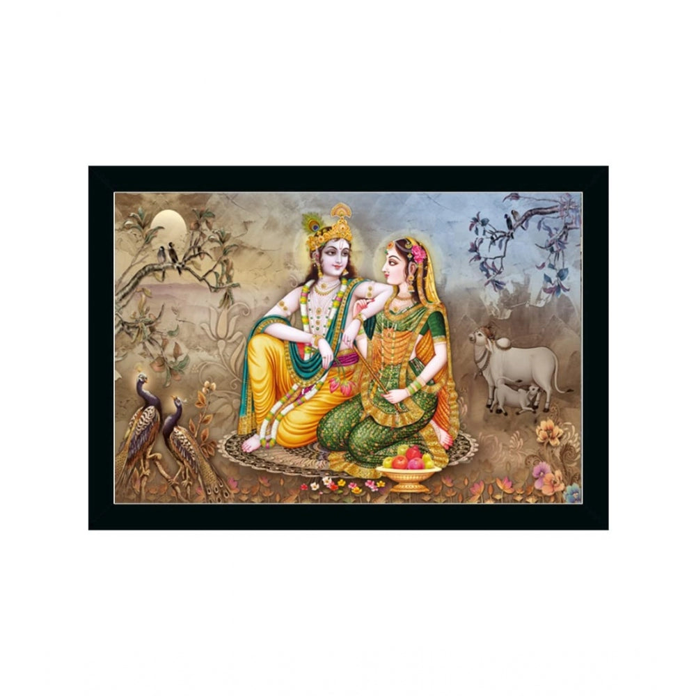 Amfyn Radha Krishna Painting with Synthetic Photo Frame (Multicolor)