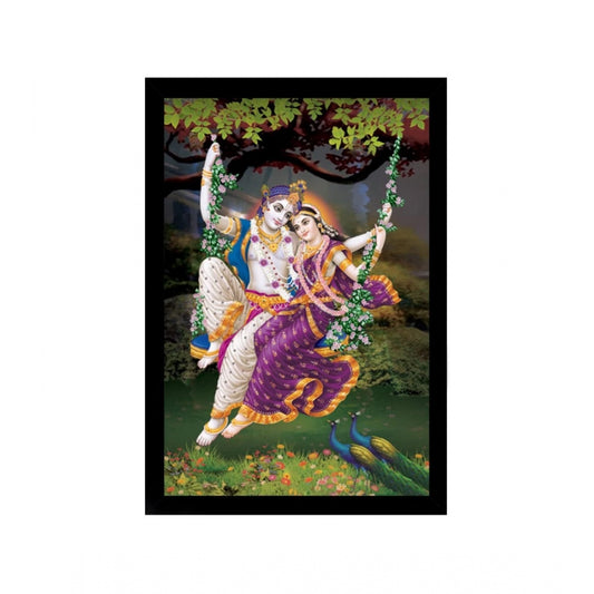 Amfyn Radha Krishna Painting with Synthetic Photo Frame (Multicolor)