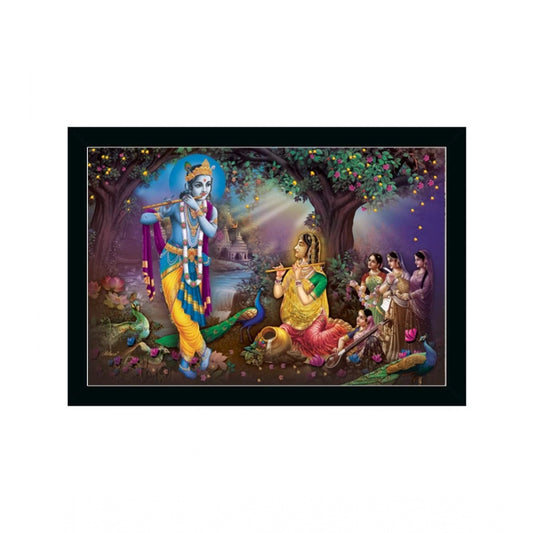 Amfyn Radha Krishna Painting with Synthetic Photo Frame (Multicolor)
