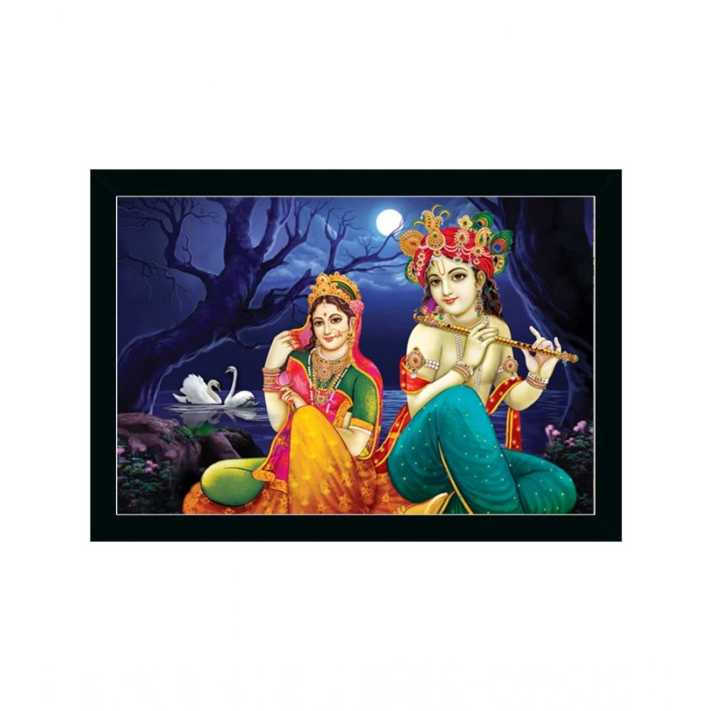 Amfyn Radha Krishna Painting with Synthetic Photo Frame (Multicolor)