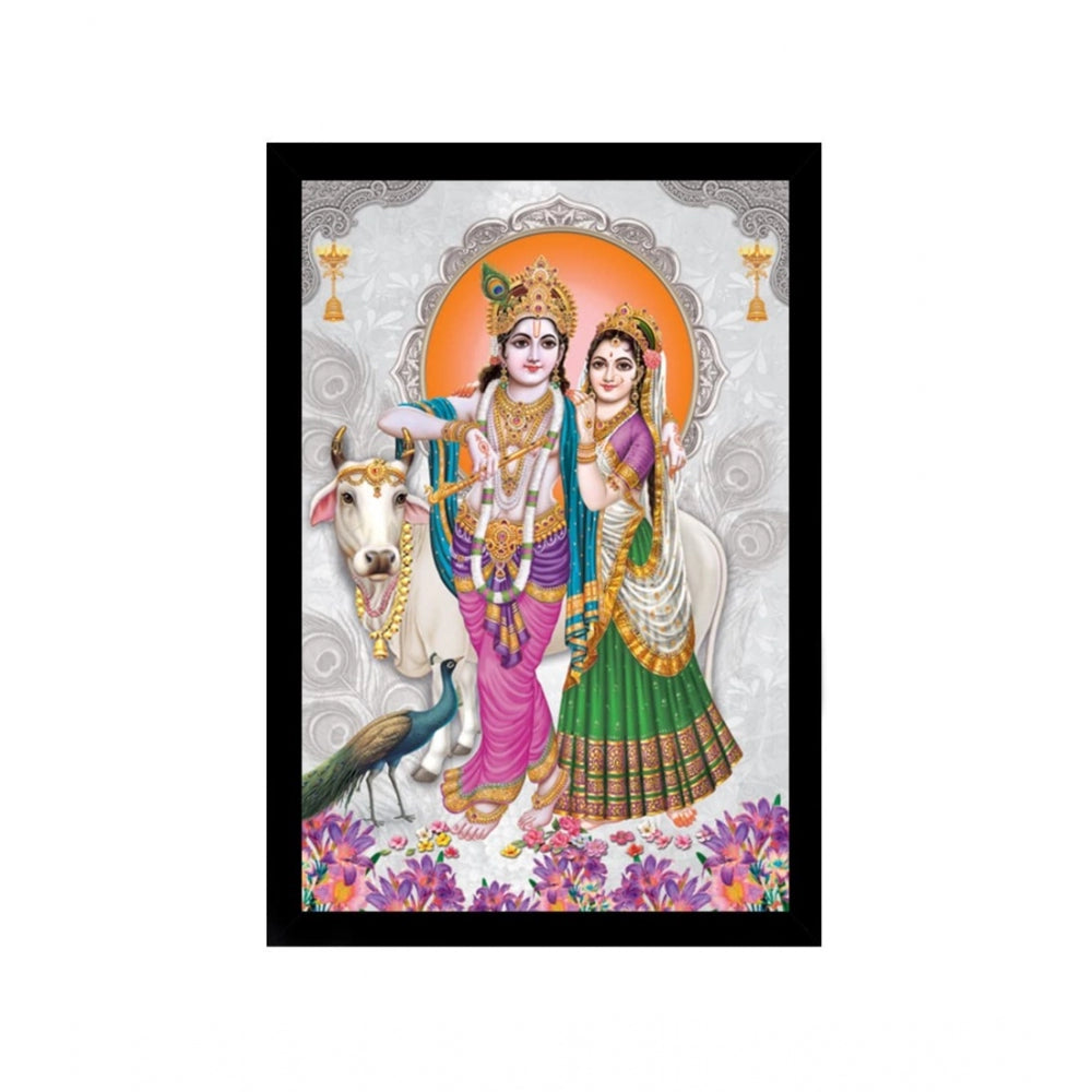 Amfyn Radha Krishna Painting with Synthetic Photo Frame (Multicolor)