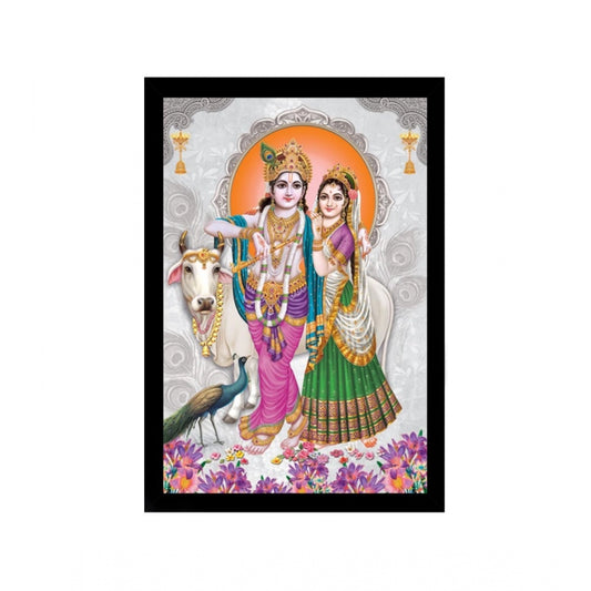 Amfyn Radha Krishna Painting with Synthetic Photo Frame (Multicolor)
