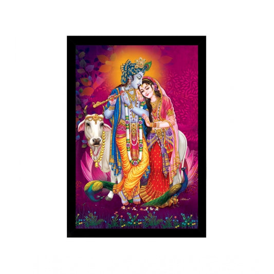 Amfyn Radha Krishna Painting with Synthetic Photo Frame (Multicolor)