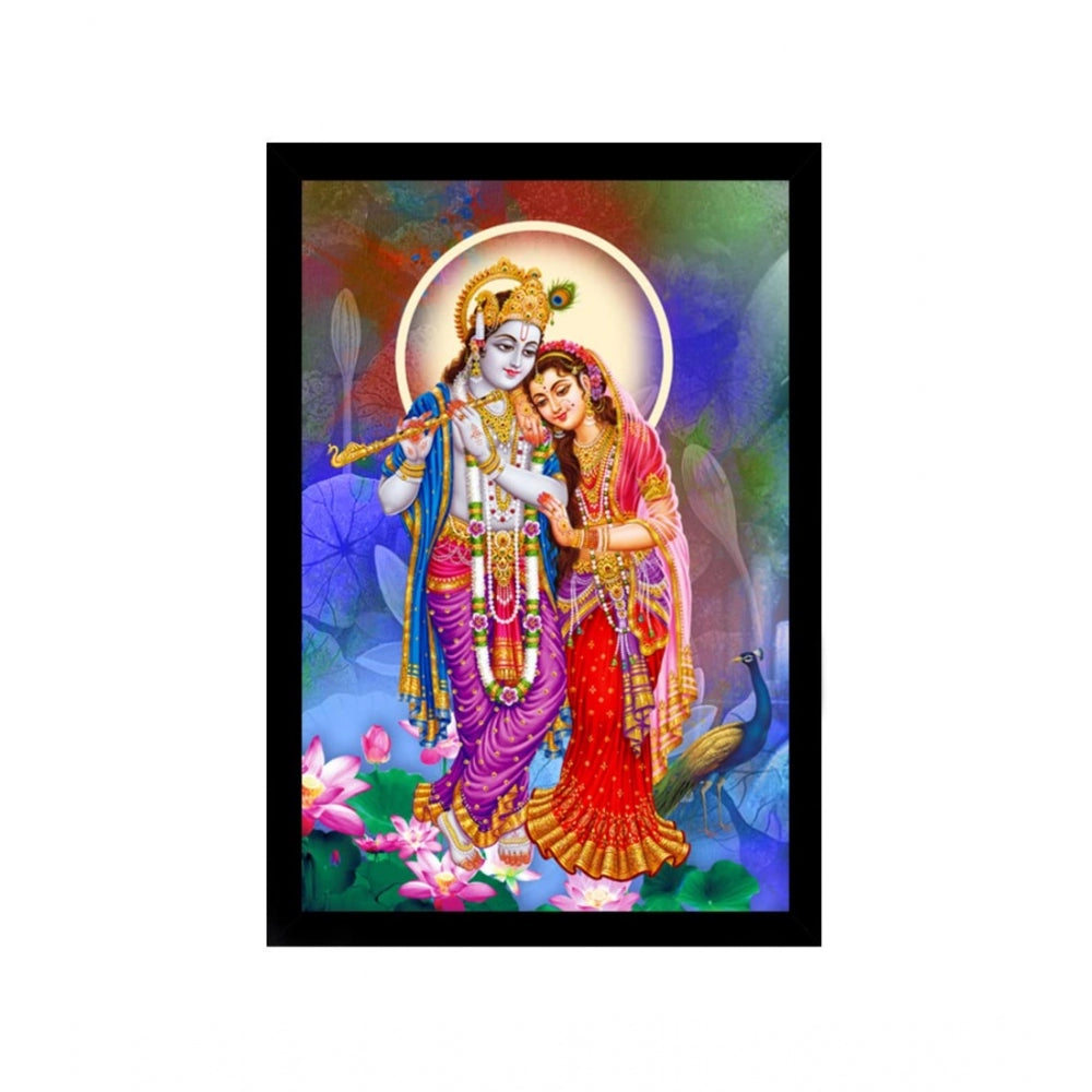 Amfyn Radha Krishna Painting with Synthetic Photo Frame (Multicolor)