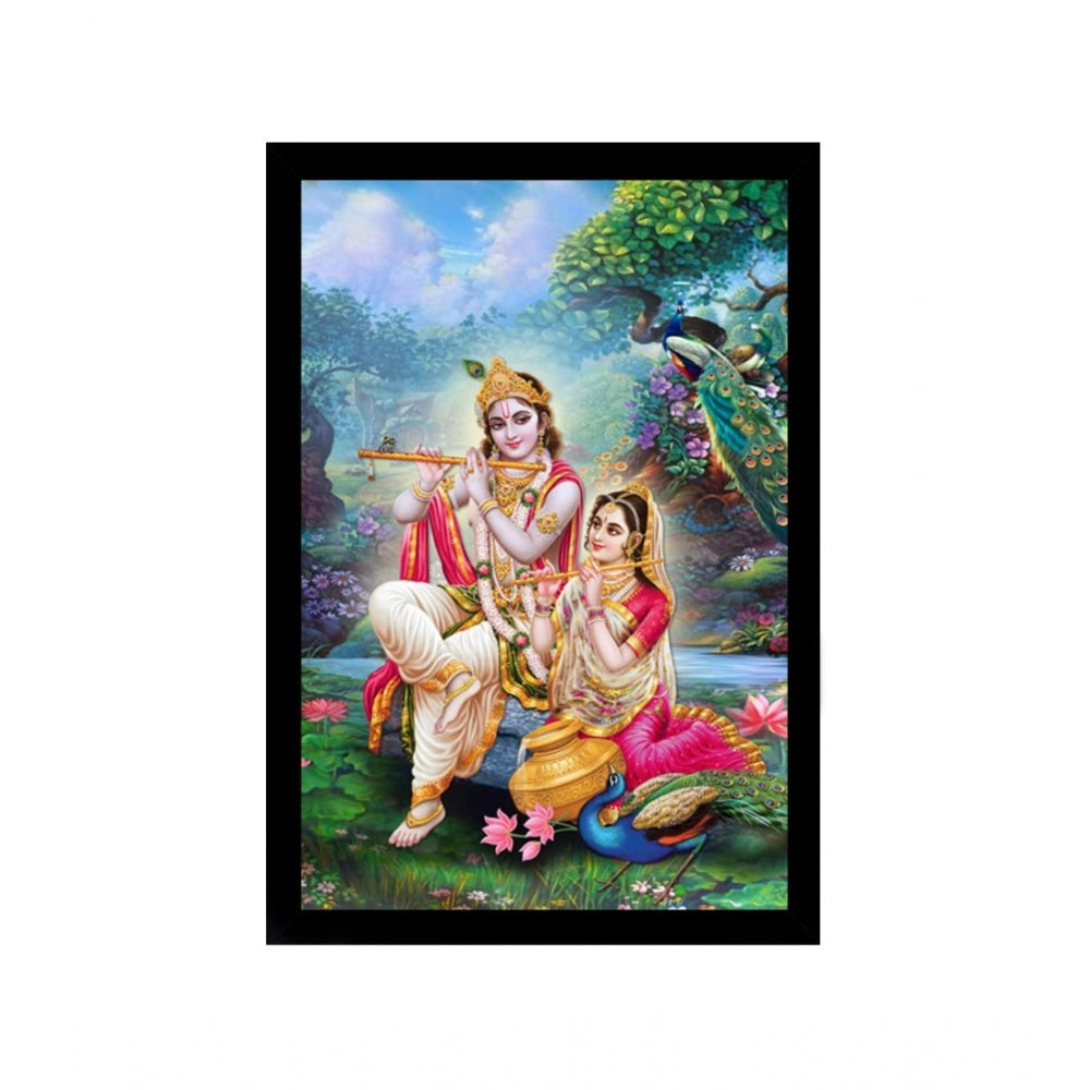 Amfyn Radha Krishna Painting with Synthetic Photo Frame (Multicolor)