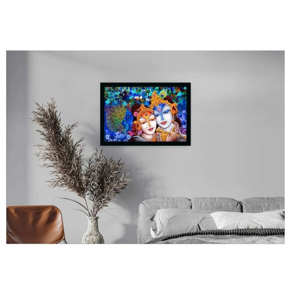 Amfyn Radha Krishna Painting with Synthetic Photo Frame (Multicolor)
