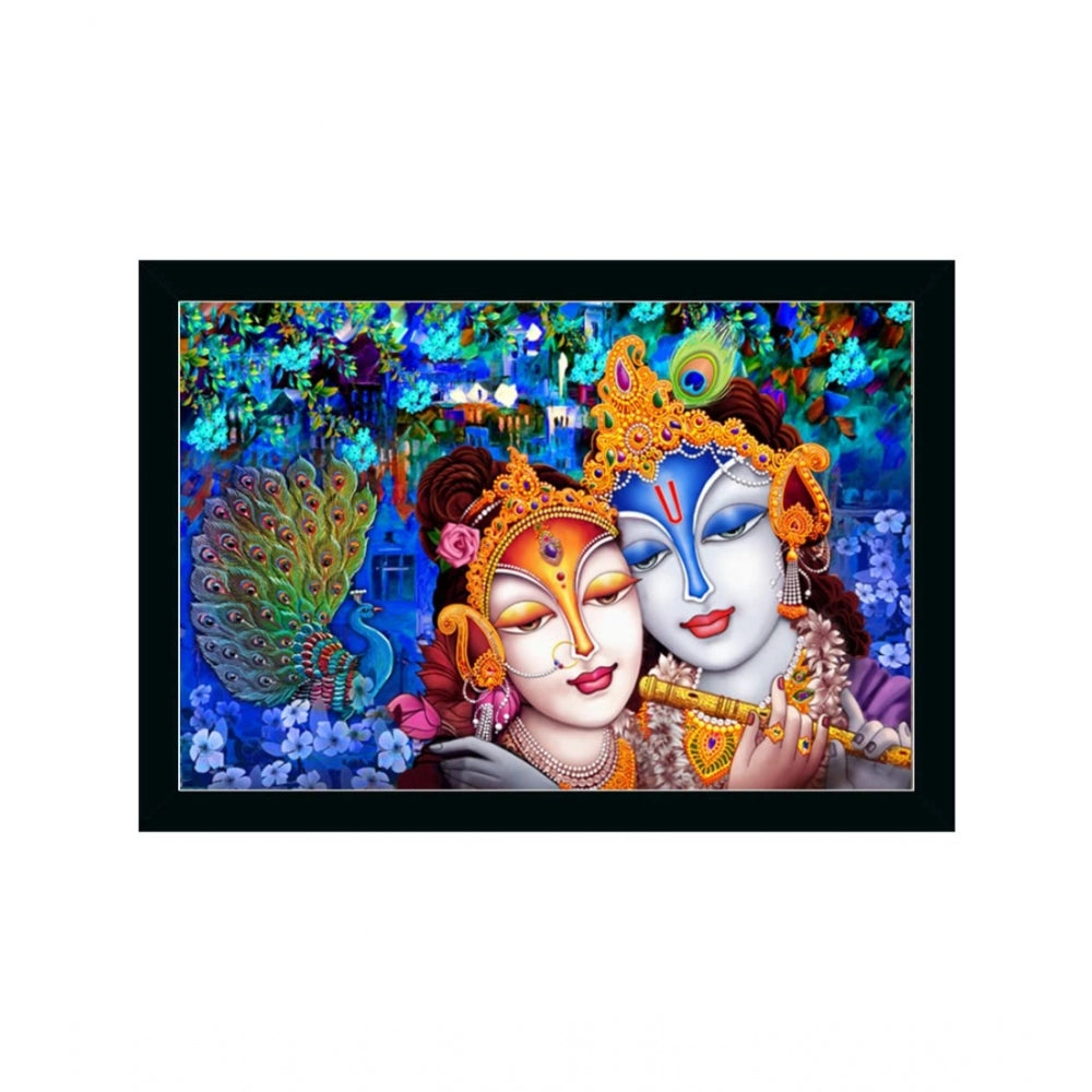 Amfyn Radha Krishna Painting with Synthetic Photo Frame (Multicolor)