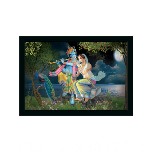 Amfyn Radha Krishna Painting with Synthetic Photo Frame (Multicolor)