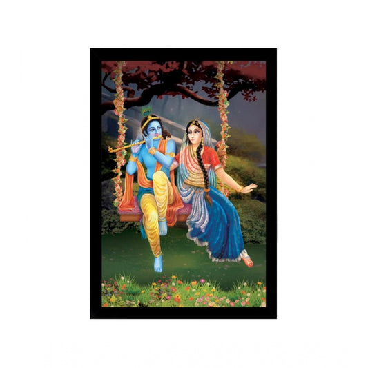 Amfyn Radha Krishna Painting with Synthetic Photo Frame (Multicolor)