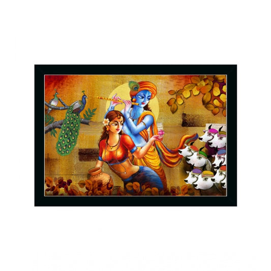 Fashion Radha Krishna Painting with Synthetic Photo Frame (Multicolor)
