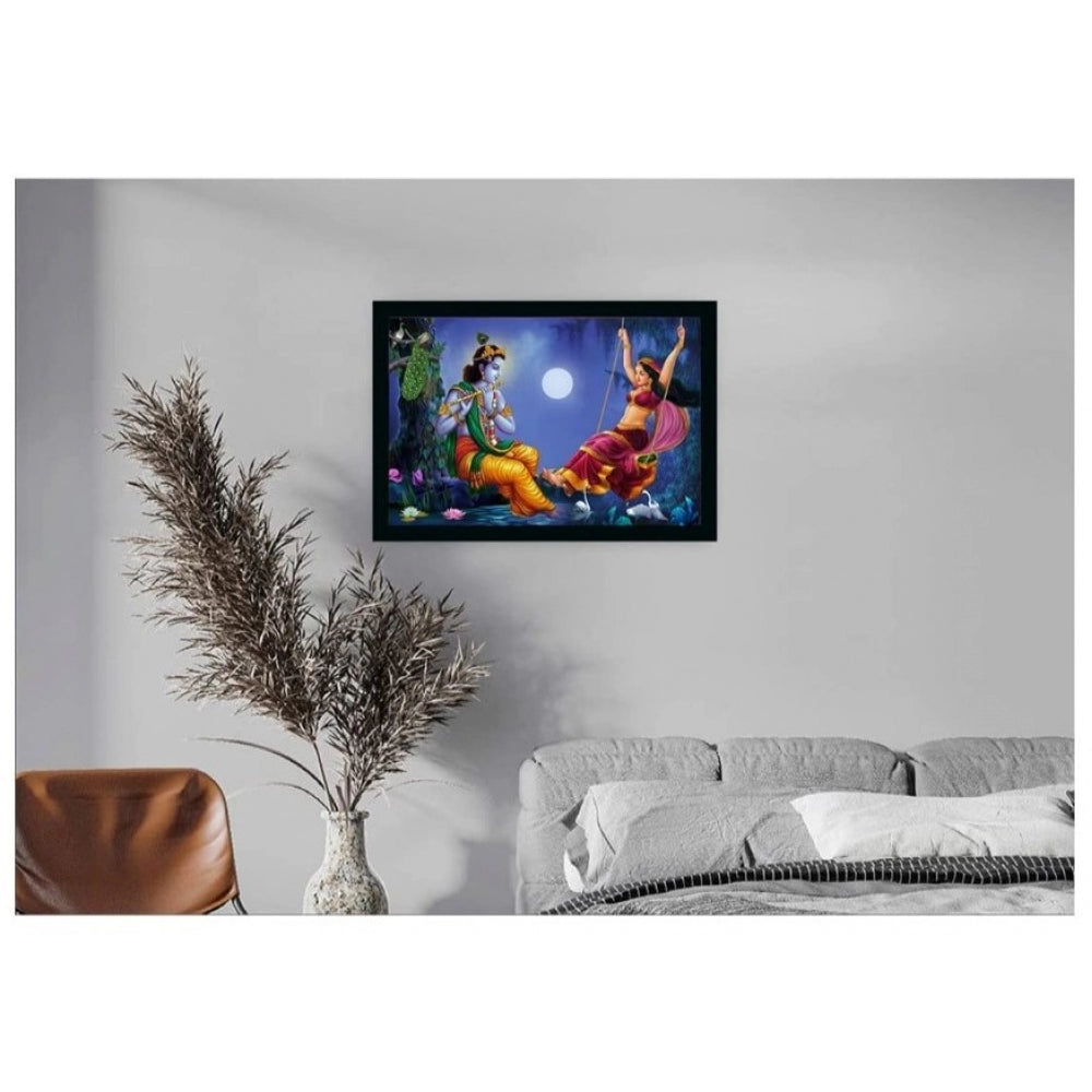 Fashion Radha Krishna Painting with Synthetic Photo Frame (Multicolor)