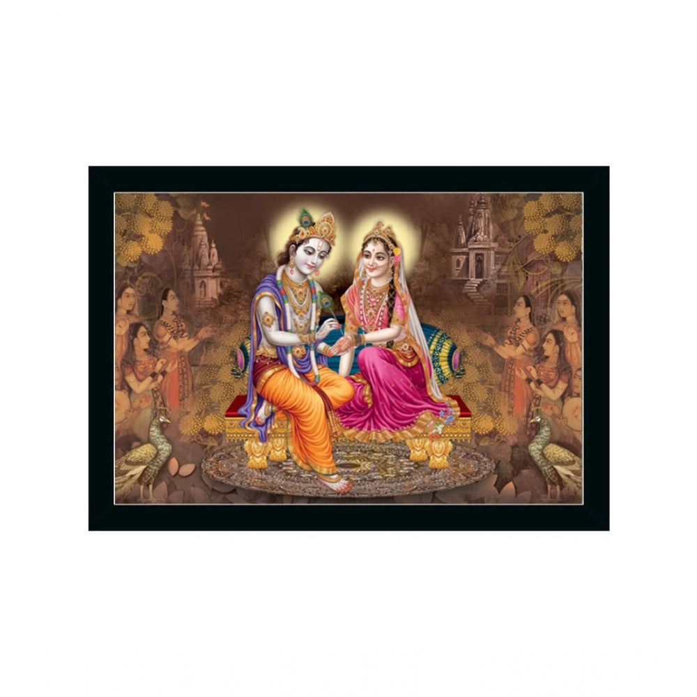 Fashion Radha Krishna Painting with Synthetic Photo Frame (Multicolor)