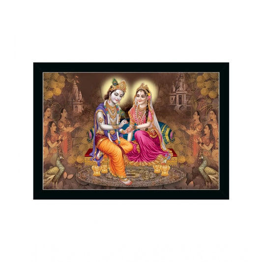 Fashion Radha Krishna Painting with Synthetic Photo Frame (Multicolor)