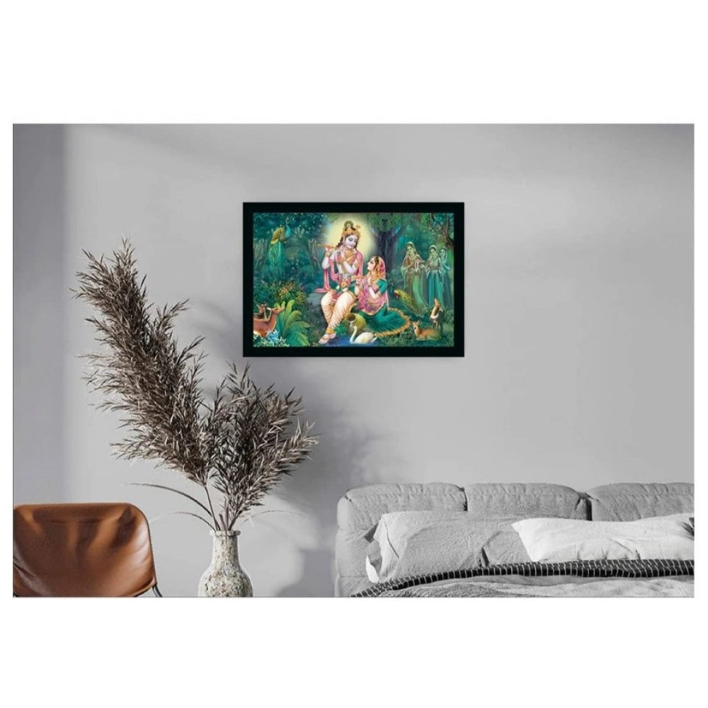 Fashion Radha Krishna Painting with Synthetic Photo Frame (Multicolor)