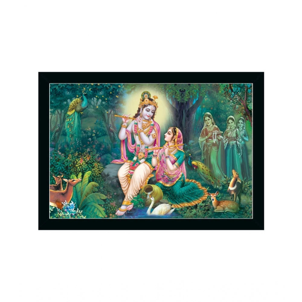 Fashion Radha Krishna Painting with Synthetic Photo Frame (Multicolor)